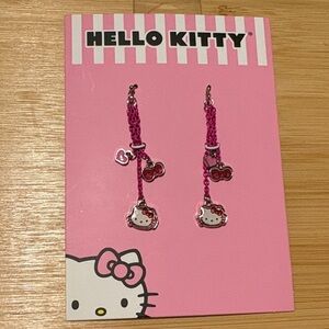 Hello Kitty Hot Pink Dangle Charm Earrings with Bow & Heart